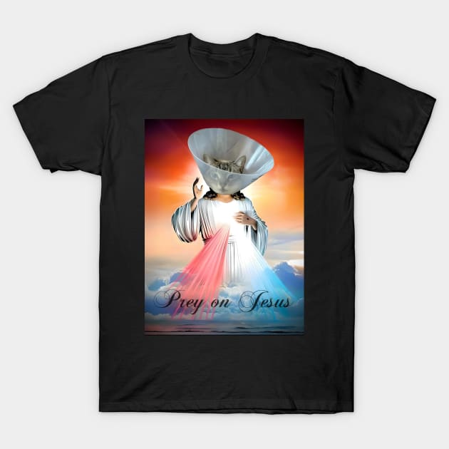 Cat Jesus in the Cone T-Shirt by MerchByVas